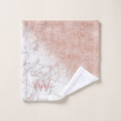 エレガントバラ金ゴールド紙吹雪白大理石画像 バスタオルセット (ウォッシュタオル)