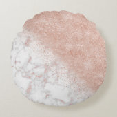 エレガントバラ金ゴールド紙吹雪白大理石画像 ラウンドクッション (正面)