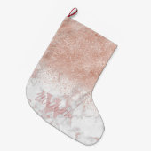 エレガントバラ金ゴールド紙吹雪白大理石画像 ラージクリスマスストッキング (正面 (吊り時))