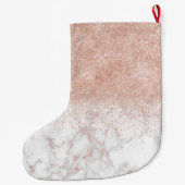 エレガントバラ金ゴールド紙吹雪白大理石画像 ラージクリスマスストッキング (裏面)