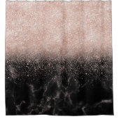 エレガントバラ金ゴールド紙吹雪黒大理石画像 シャワーカーテン (正面)