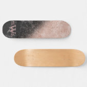 エレガントバラ金ゴールド紙吹雪黒大理石画像 スケートボード (横)