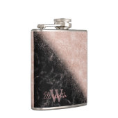 エレガントバラ金ゴールド紙吹雪黒大理石画像 フラスク (右)