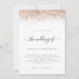 エレガントバラ金ゴールド結婚グリッターの白 招待状
