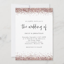 エレガントバラ金ゴールド結婚グリッターの白 招待状