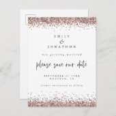 エレガントバラ金ゴールド結婚グリッター白日救付 案内ポストカード (正面/裏面)