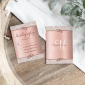 エレガントバラ金ゴールド結婚グリッター 出欠カード