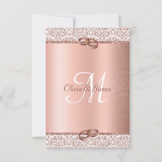 エレガントバラ金ゴールド結婚グリッター 出欠カード (裏面)