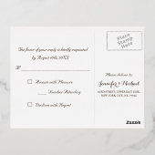 エレガントバラ金ゴールド結婚パーティーの応答RSVP 箔招待状ポストカード (裏面)