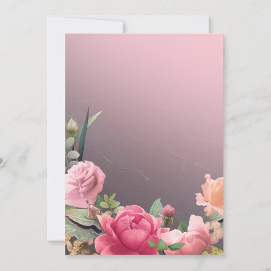 エレガントバラ金ゴールド結婚フローラ 招待状 (裏面)