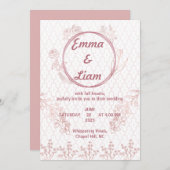 エレガントバラ金ゴールド結婚式招待状 – ミニマリスト 招待状 (正面/裏面)