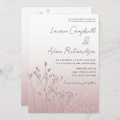 エレガントバラ金ゴールド結婚植物学 招待状 (正面/裏面)