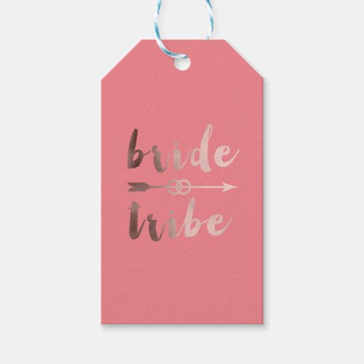 エレガントバラ金ゴールド花嫁の部族アロー結婚のリング ギフトタグ (正面)