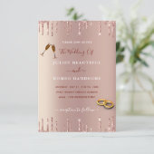 エレガントバラ金ゴールド赤面グリッター結婚式招待状 招待状 (スタンド正面)