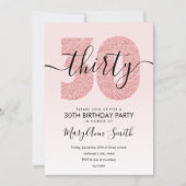 エレガントバラ金ゴールド赤面グリッター30th誕生日 招待状 (正面)
