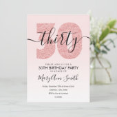 エレガントバラ金ゴールド赤面グリッター30th誕生日 招待状 (スタンド正面)