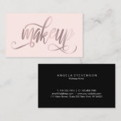 エレガントバラ金ゴールド赤面ピンクメイクアップアーティスト 名刺 (正面/裏面)