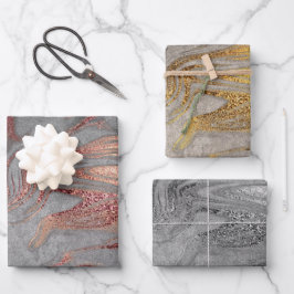 エレガントバラ金ゴールド銀金ゴールド大理石 ラッピングペーパーシート