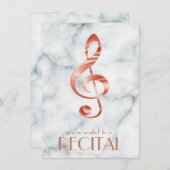 エレガントバラ金ゴールド音楽のクレフ、 音符記号大理石 招待状 (正面/裏面)