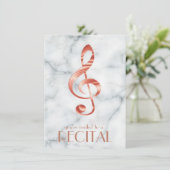 エレガントバラ金ゴールド音楽のクレフ、 音符記号大理石 招待状 (スタンド正面)