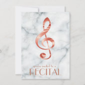 エレガントバラ金ゴールド音楽のクレフ、 音符記号大理石 招待状 (正面)