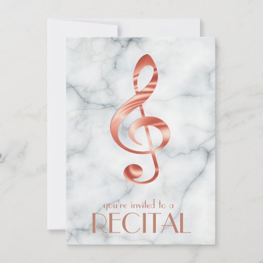 エレガントバラ金ゴールド音楽のクレフ、 音符記号大理石 招待状 (正面)
