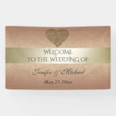 エレガントバラ金ゴールド黄金抽象芸術ハート結婚ズ 横断幕 (横)