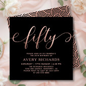 エレガントバラ金ゴールド50スクリプト黒50誕生日 招待状