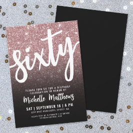 エレガントバラ金ゴールド60誕生日 招待状