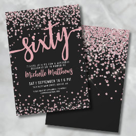 エレガントバラ金ゴールド60誕生日 招待状