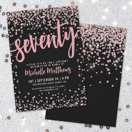 エレガントバラ金ゴールド70誕生日 招待状