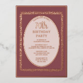 エレガントバラ金ゴールド70thカスタム誕生日パーティー 箔招待状 (正面)