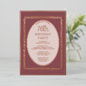 エレガントバラ金ゴールド70thカスタム誕生日パーティー 箔招待状 (立ち正面)