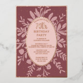 エレガントバラ金ゴールド70thカスタム誕生日パーティー 箔招待状 (正面)