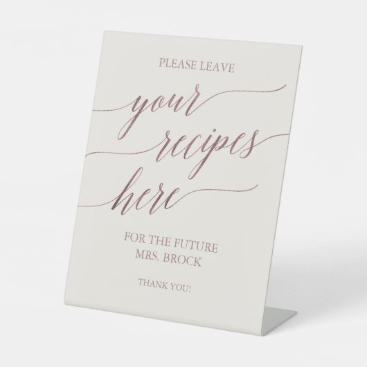 エレガントバラ金ゴールド |アイボリーブライダルシャワーレシピ 台座サイン (正面)