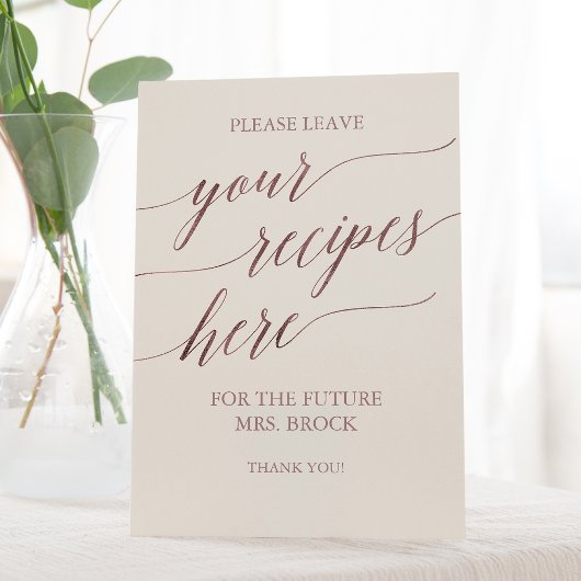 エレガントバラ金ゴールド |アイボリーブライダルシャワーレシピ 台座サイン