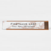 エレガントバラ金ゴールド+ホワイトマーブルカスタムドアまたは デスクネームプレート (正面)