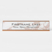 エレガントバラ金ゴールド+ホワイトマーブルカスタムドアまたは デスクネームプレート (正面)