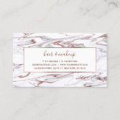 エレガントバラ金ゴールド&ホワイトマーブルメイクアップ&ヘア 名刺 (裏面)