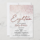 エレガントバラ金ゴールド&大理石18誕生日 招待状 (正面)