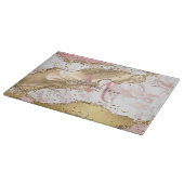 エレガントバラ金ゴールド |白大理石モノグラム カッティングボード (角)