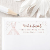 エレガントバラ金ゴールド&赤面ドレス差出人住所 ラベル (インサイチュ)