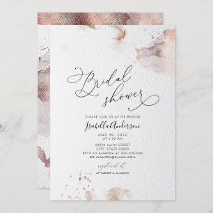 エレガントバラ金箔グリッターブライダルシャワー 招待状