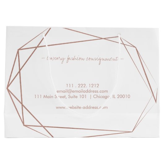 エレガントバラ金箔フレームモダンプロフェッショナル ラージペーパーバッグ (裏面)