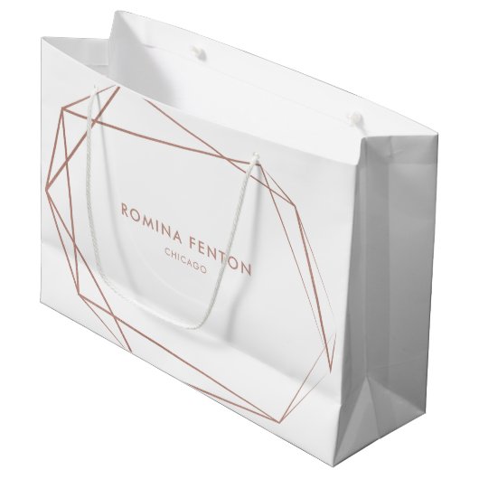 エレガントバラ金箔フレームモダンプロフェッショナル ラージペーパーバッグ (正面アングル)