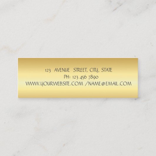 エレガントバラ金箔ブラシストロークフェイク、金ゴールド スキニー名刺 (裏面)