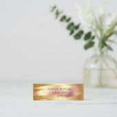 エレガントバラ金箔ブラシストロークフェイク、金ゴールド スキニー名刺 (スタンド正面)