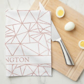 エレガントバラ金箔銅幾何多角形 キッチンタオル (四つ折り)