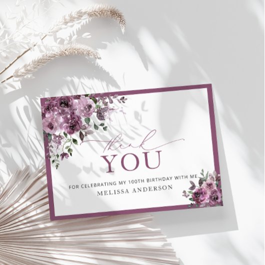 エレガントバラ100番目の誕生日サンキューカード
