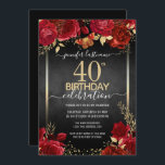 エレガントバラ40th誕生日招待状 招待状<br><div class="desc">フェイク金ゴールドエレガント紙吹雪が上下にハイライト縁ど表示明るい深い赤いバラと金ゴールドフローラアクセント。すべての文字は調整可能で、簡単は独自のパーティーニーズに合わせて変更できる。素晴らし生誕エレガント生日テンプレートデザイン。</div>